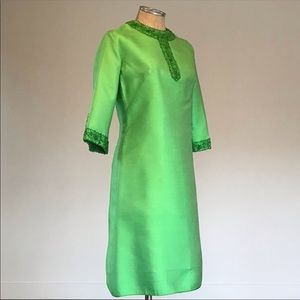 Vivid Green Beaded Tunic Dress